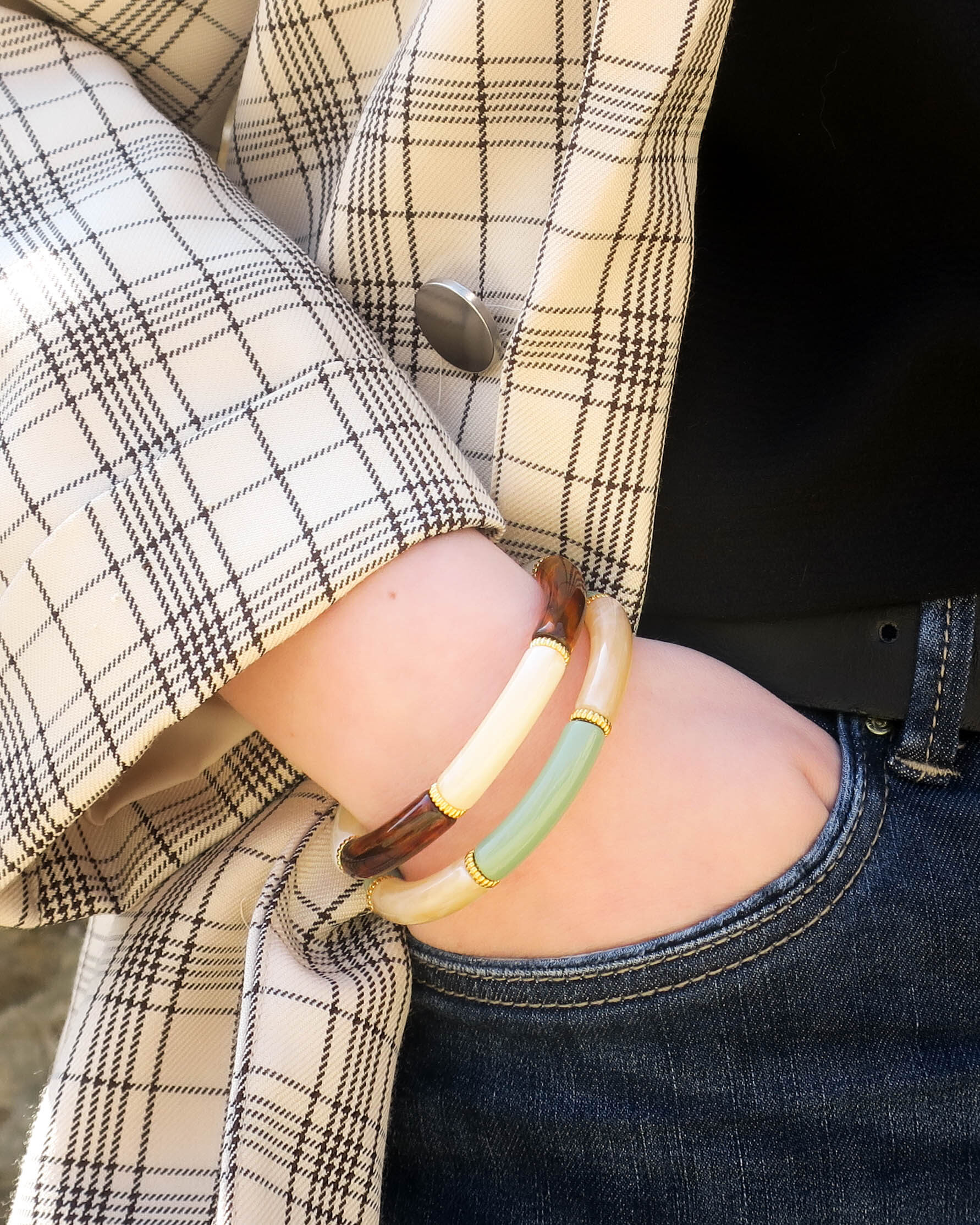 Bracelet jonc élastiques à perles tubes colorées